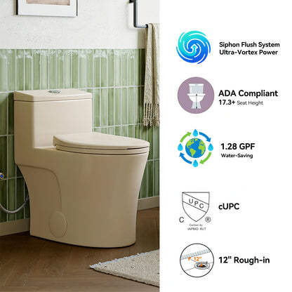 Biscuit Color Toilet with Dual Flush and Comfort Chair Seat Model T0338BC