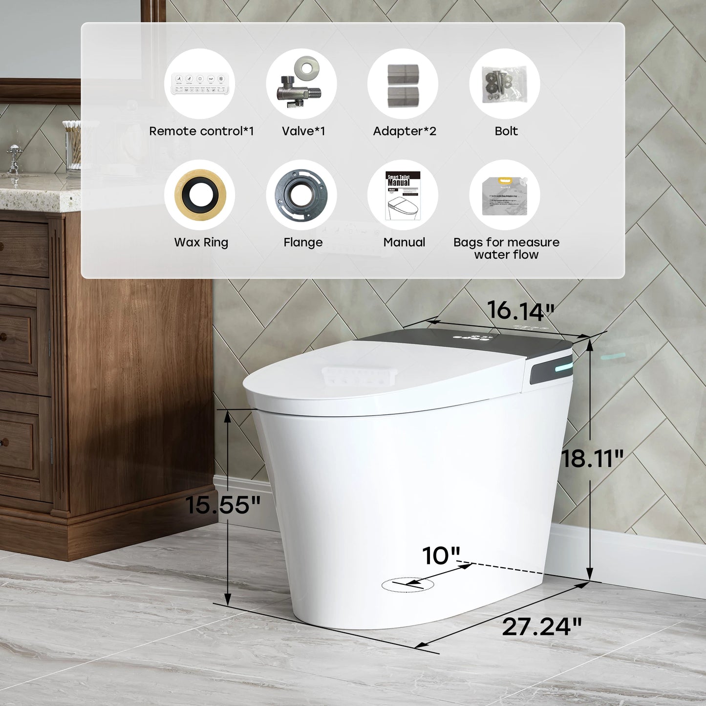 10 Inch Rough In Toilet with Bidet Toilet Seat Model T37