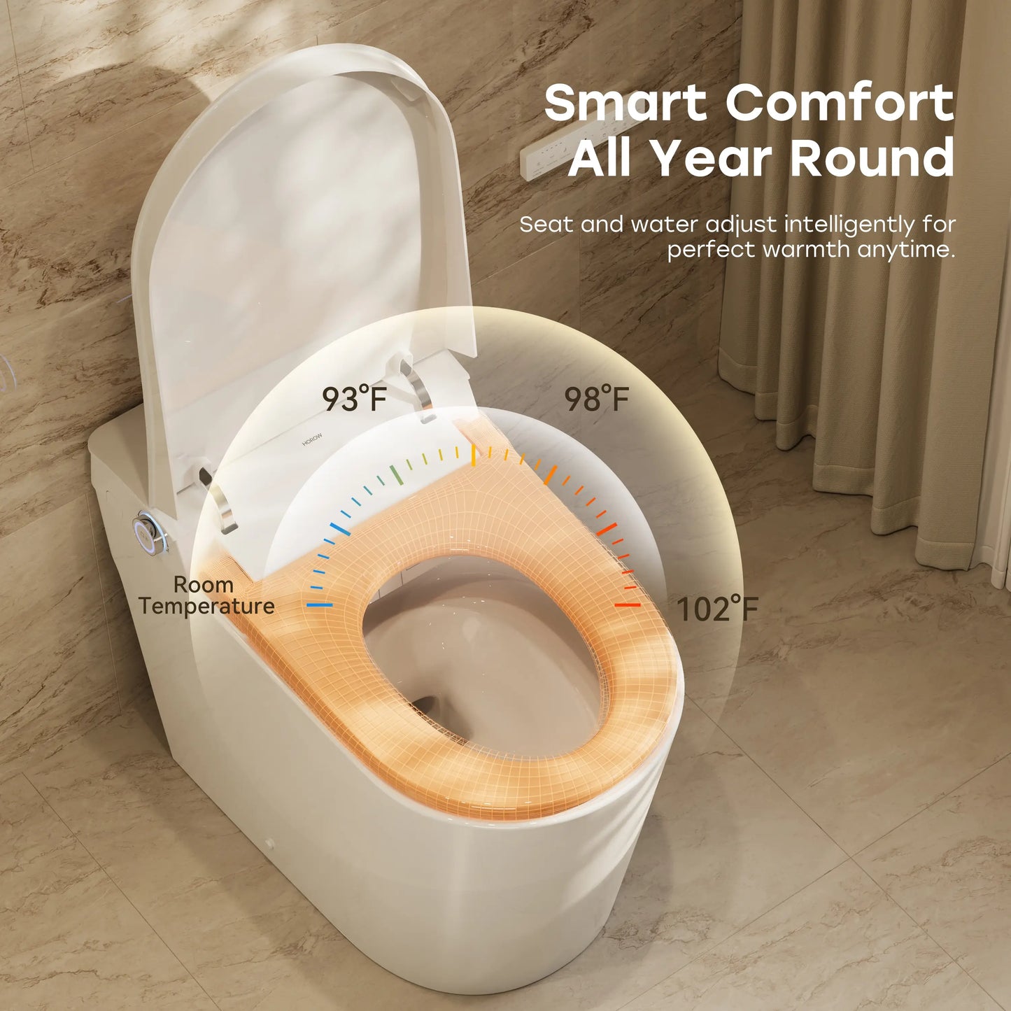 HOROW T39 Smart Toilet Canada | Built-In Tank & Pump, ADA Height for 12-Inch Rough-In